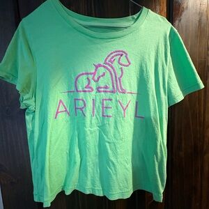 Green T-Shirt with Purple Design